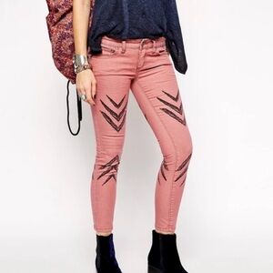 Free People Dusty Rose High-Rise Skinny Jeans